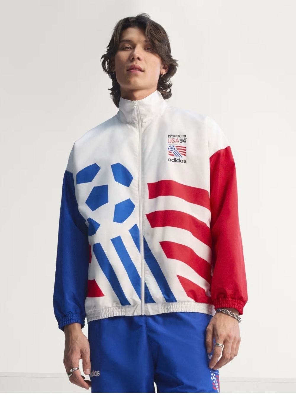 adidas White Red Blue USA94 Graphic Windbreaker